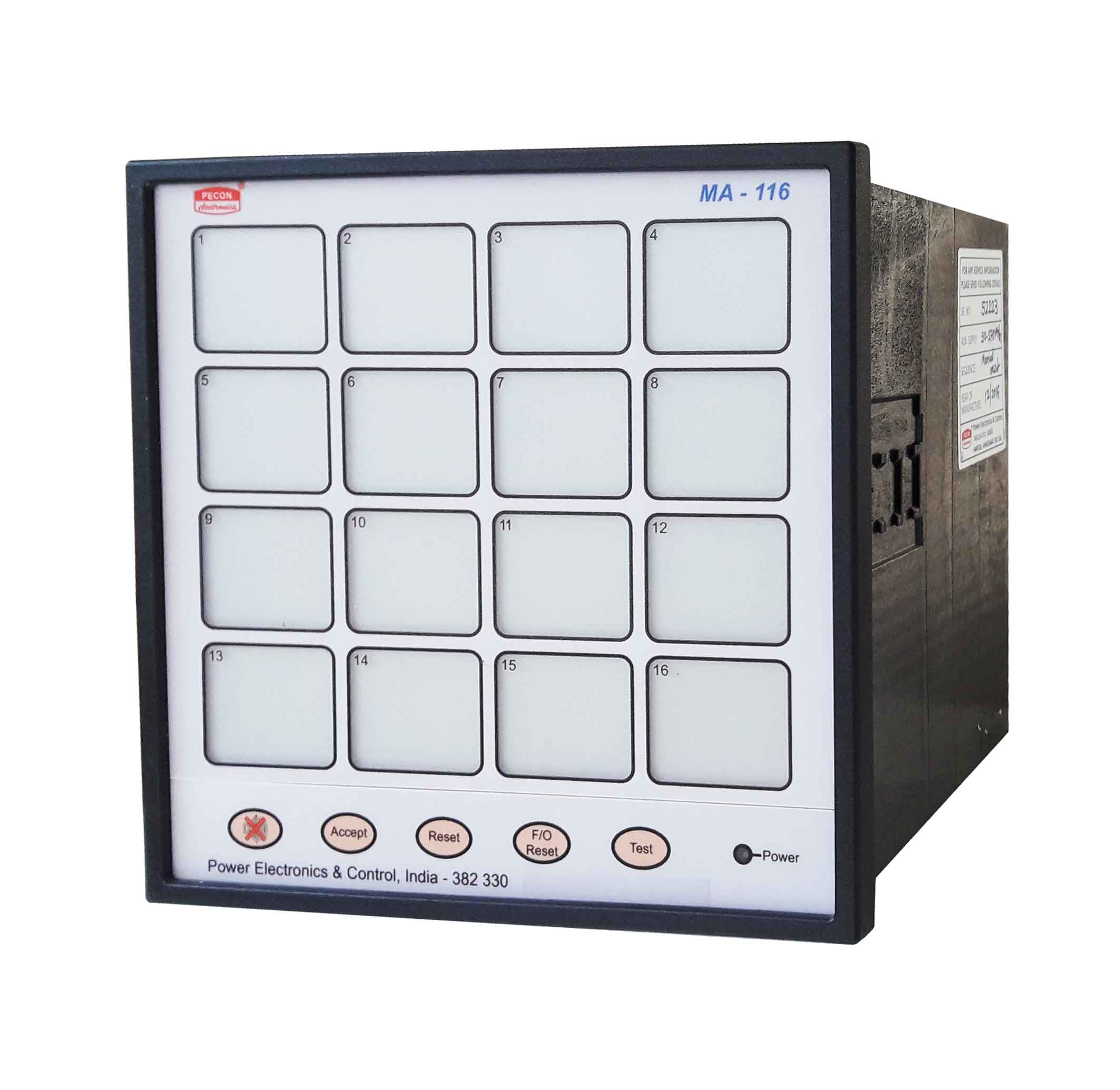 MA 116 Annunciator 16 window