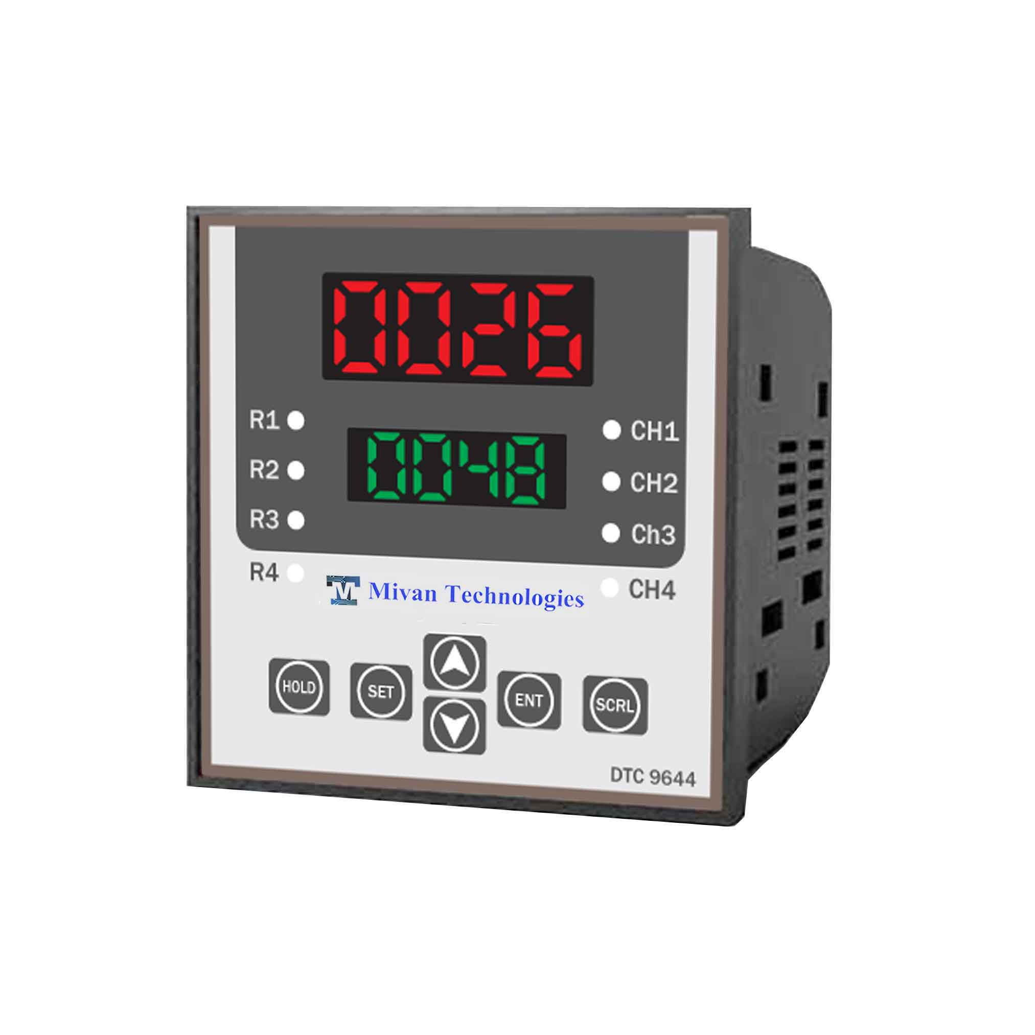 4 Chanel Universal Temperature Controller J and K Type size 96 96 double display  DTC 9644