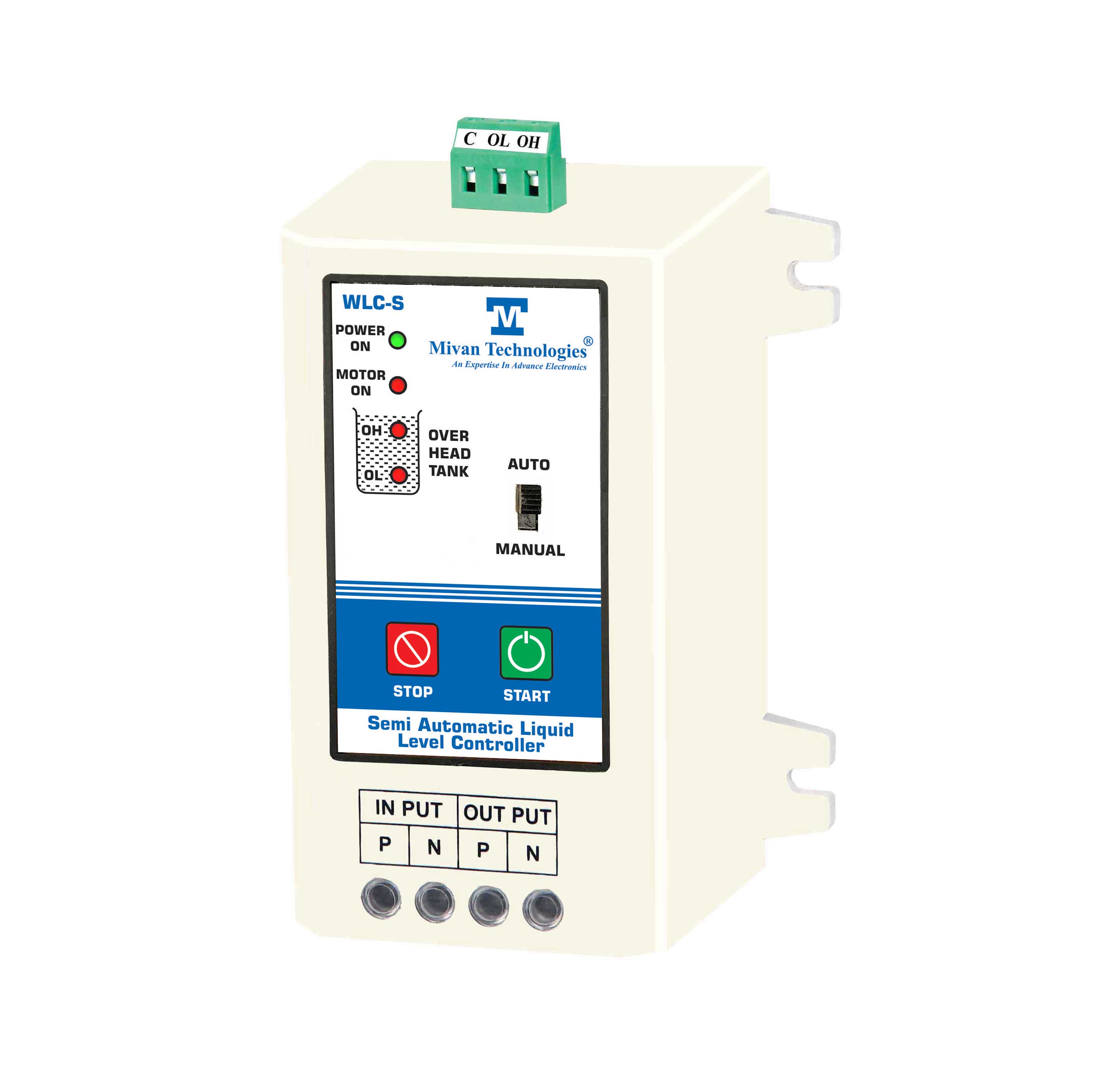 WLC S Semi Automatic Manual start and Auto stop water controller with tank level indications and bypass facility
