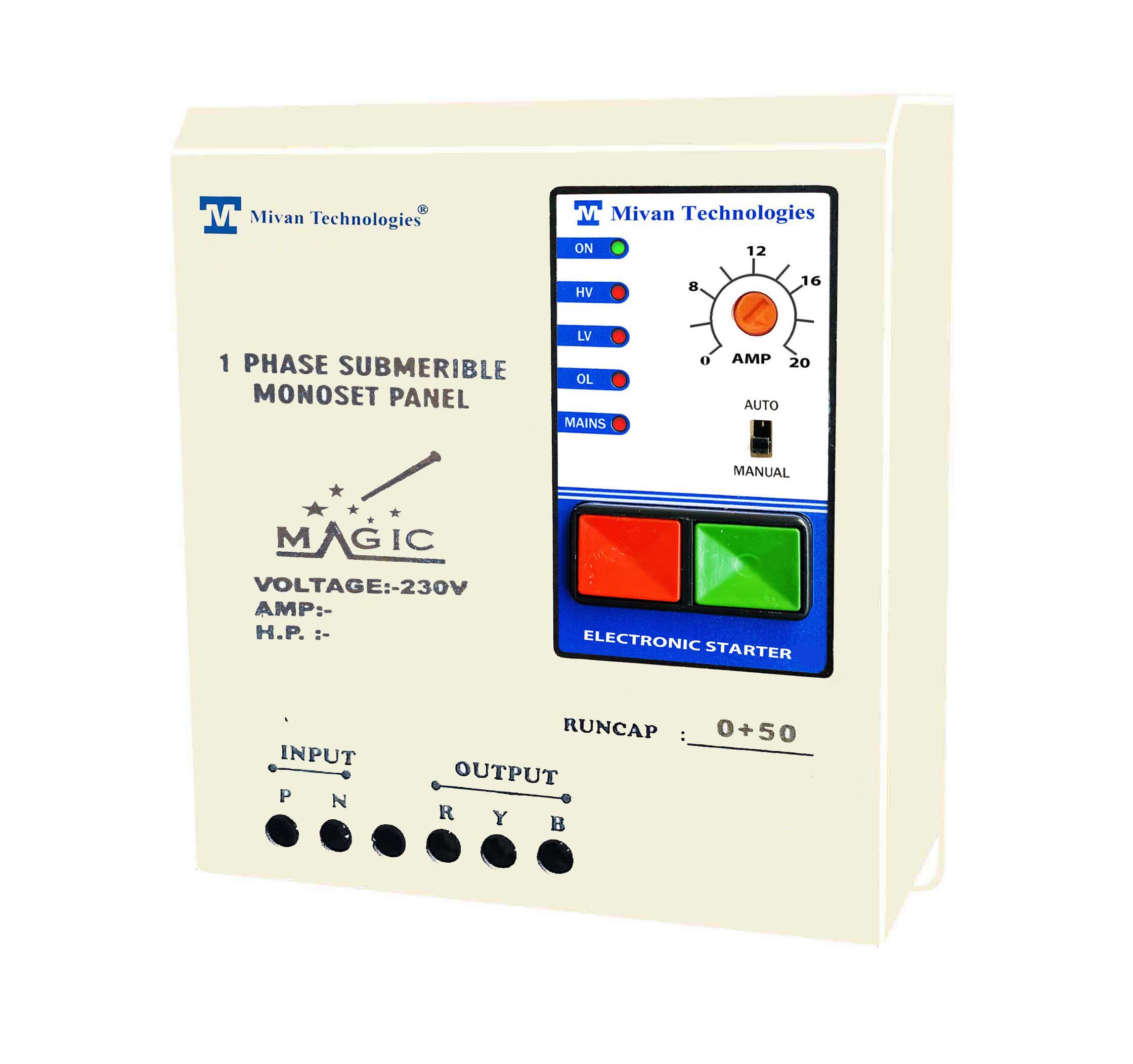 Single Phase motor starter with High Low voltage and overload protection Suitable up to 1.5 hp motor ES R