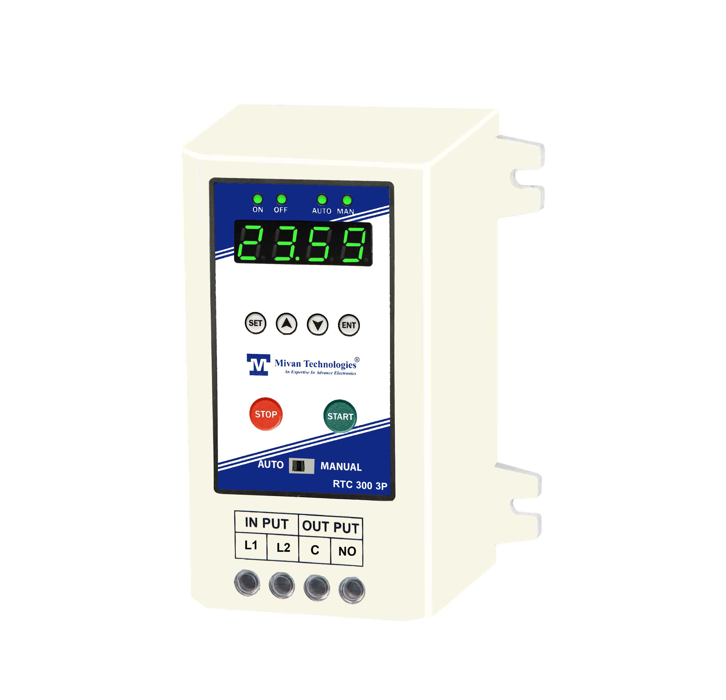 3 phase RTC 300 Digital Time switch for 3 phase motor with 16 on off time with day off facility