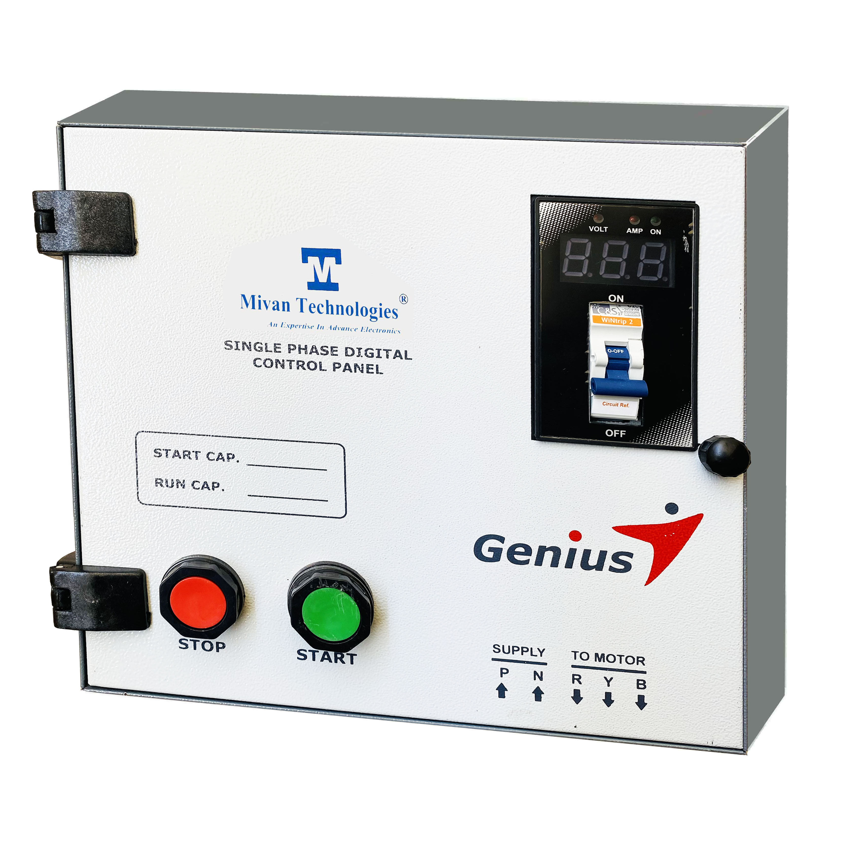 DMPS SR Single phase Digital starter with BCH contactor with digital volt and amp meter and MCB start and run capacitor