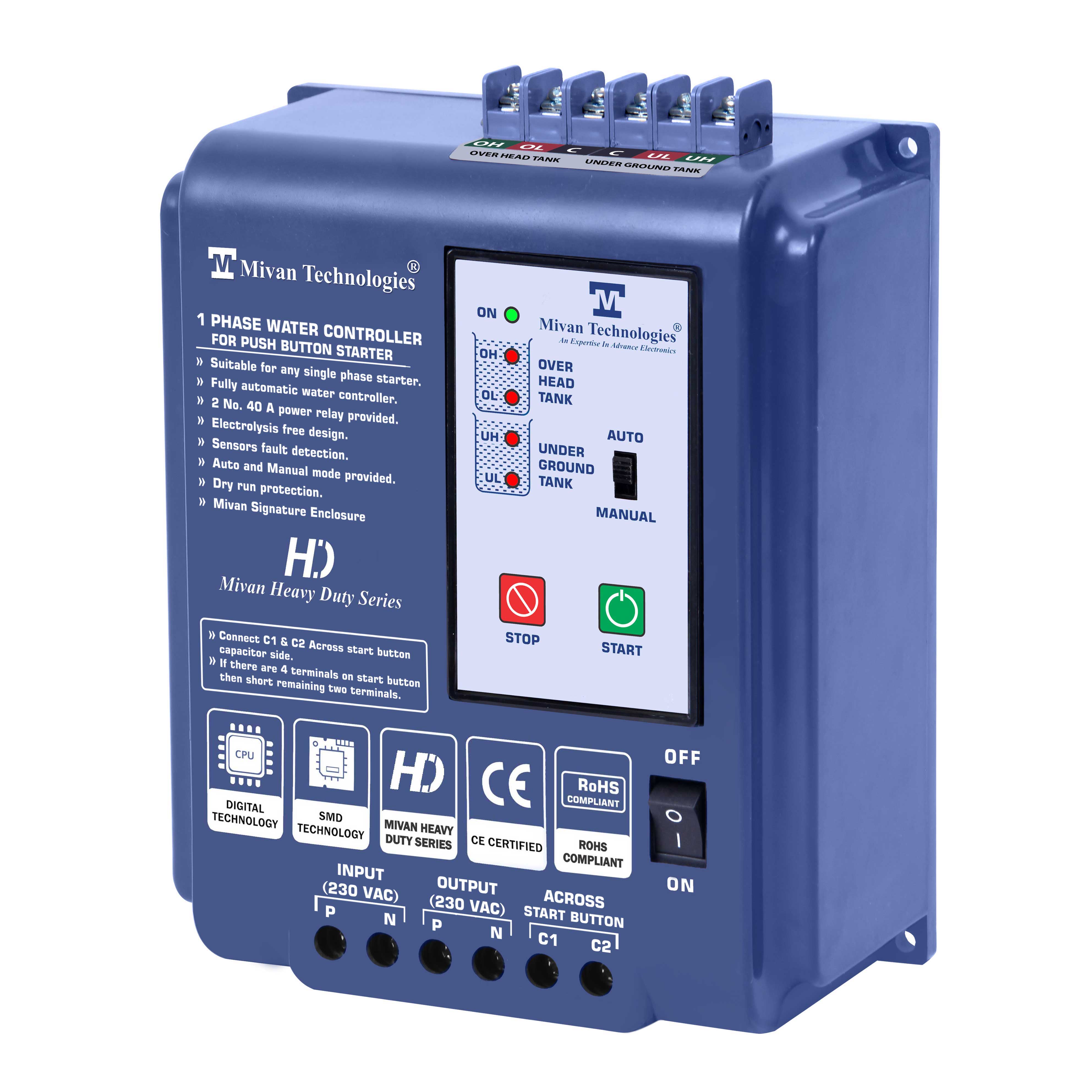 LLC 2 SR HD Water level controller for single phase push button type starter panel fully automatic with 6 sensors